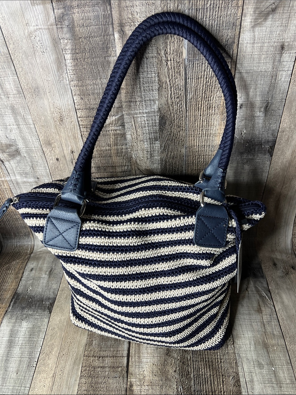The Sak Navy & Cream Striped Rope-Handle Tote